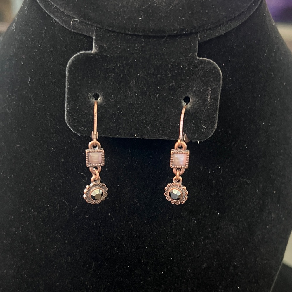 Lia Sophia “Demure” Copper-Tone with Cat’s eye & cut crystals